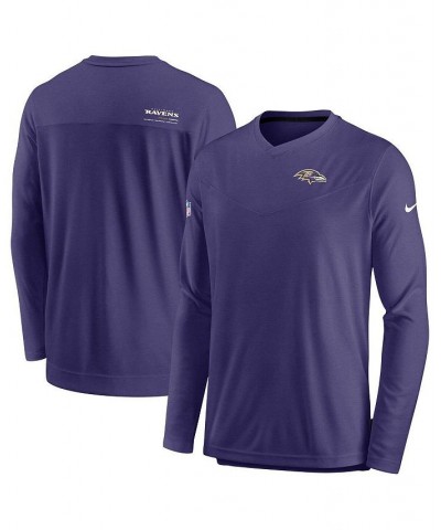 Men's Heathered Purple Baltimore Ravens 2022 Sideline Coach Chevron Lock Up Performance Long Sleeve T-shirt $29.40 T-Shirts