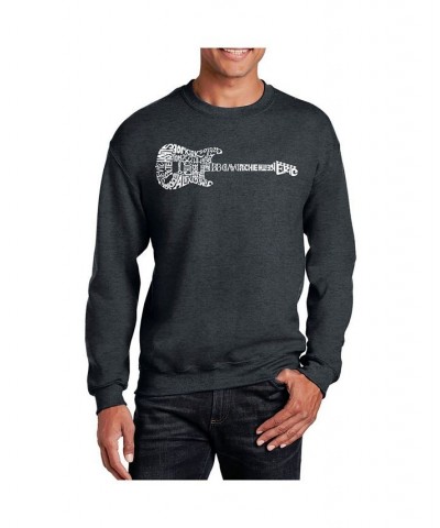 Men's Word Art Rock Guitar Crewneck Sweatshirt Gray $24.00 Sweatshirt
