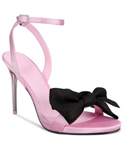Women's Yahira Lucite Heel Bow Dress Sandals Pink $54.40 Shoes