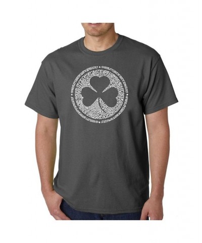 Mens Word Art T-Shirt - Irish Eyes Clover Gray $14.00 T-Shirts