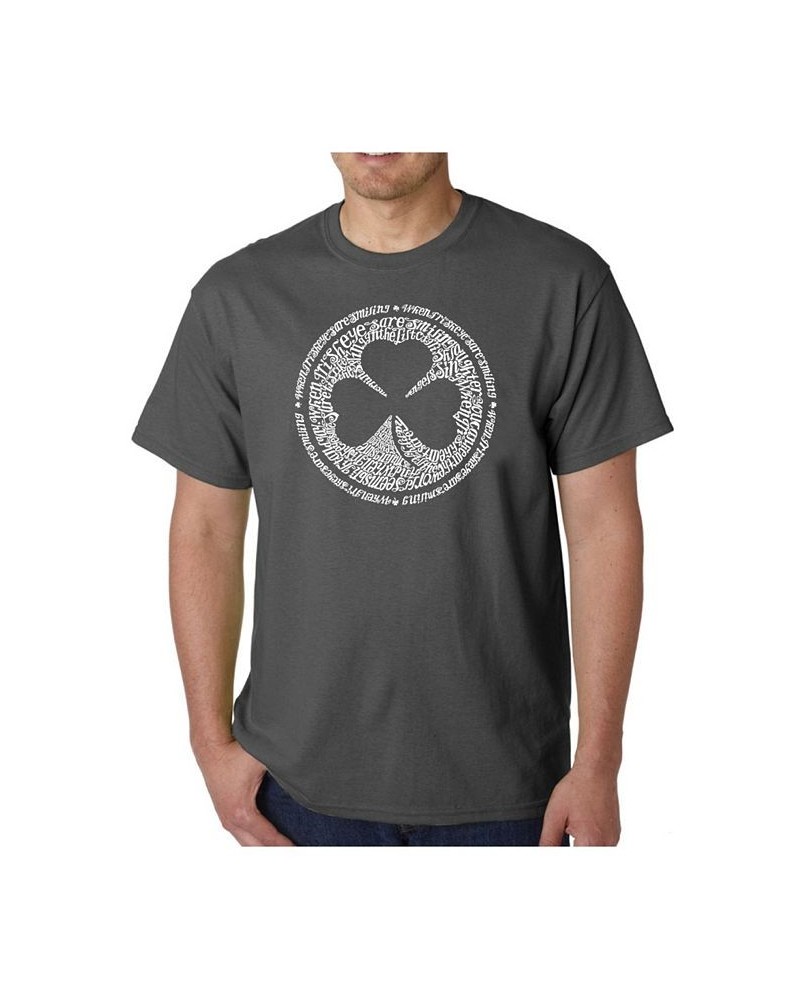 Mens Word Art T-Shirt - Irish Eyes Clover Gray $14.00 T-Shirts