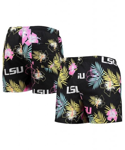 Men's Black LSU Tigers Neon Floral Swim Trunks $30.00 Swimsuits