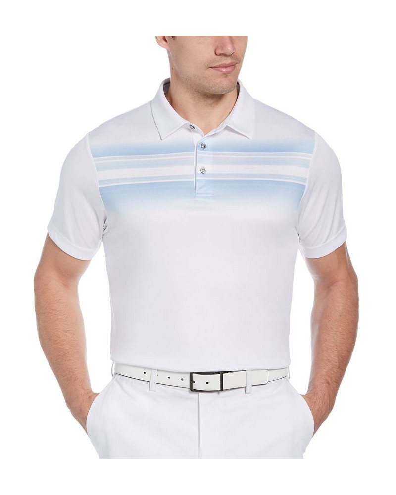 Men's Blurred Chest Stripe Golf Polo White $22.88 Polo Shirts