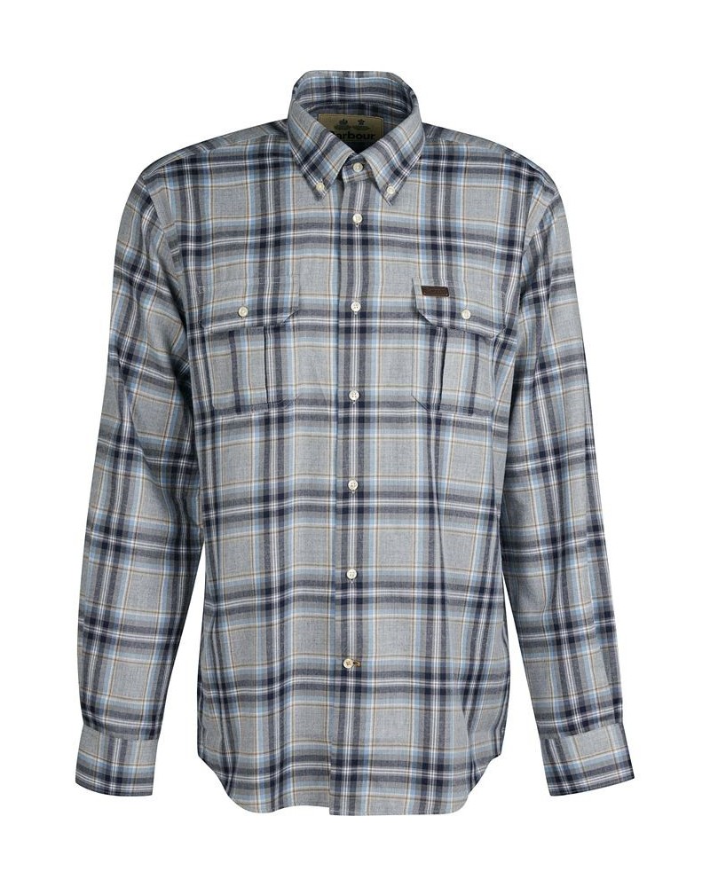 Men's Singsby Tailored-Fit Temperature-Regulating Highland Check Shirt Gray $32.40 Shirts